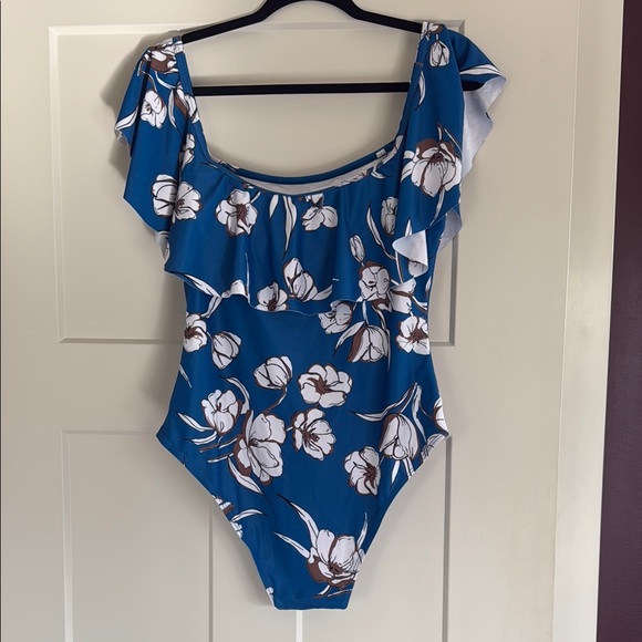 Amazon Blue Floral One Piece Swimsuit - Picture 2 of 3